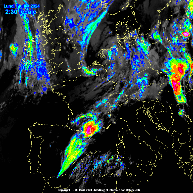 Image animation satellite infra-rouge Europe et France - Météo60
